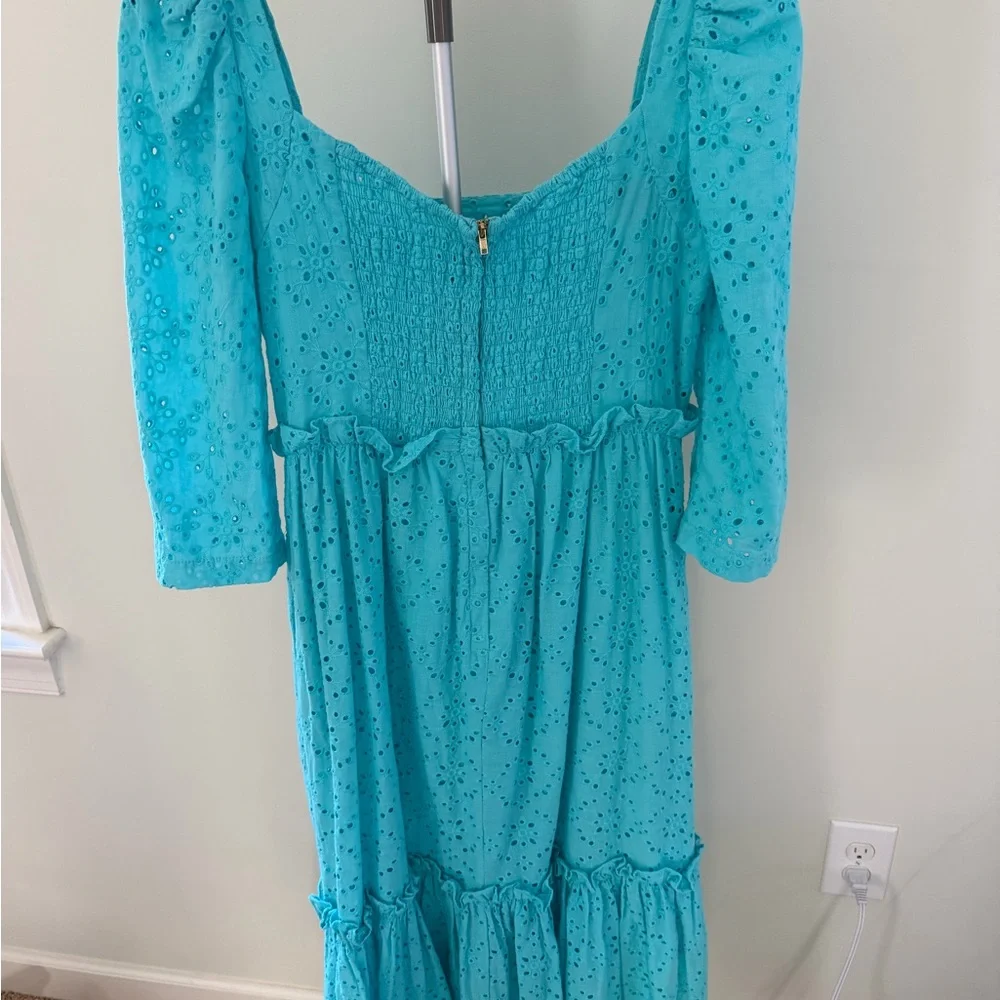 Cara Cara Turquoise Eyelet Midi Dress - Picture 5 of 5